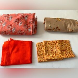 Quilting Fabric Sewing Material Cotton Floral Coral Peach White Camel Marigold